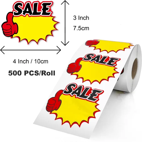 Vista 12 de Starburst - Calcomanías de precio de venta de 4 x 3 pulgadas, 500 unidades Large, Strong Adhesive, Easy to Write, Waterproof Vinyl, Removable