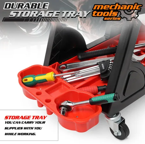 Vista 6 de M-AUTO Taburete mecánico Asiento de detalle Asiento móvil utilitario rodante con ruedas giratorias bloqueables, capacidad de 300LBS Asiento rodante