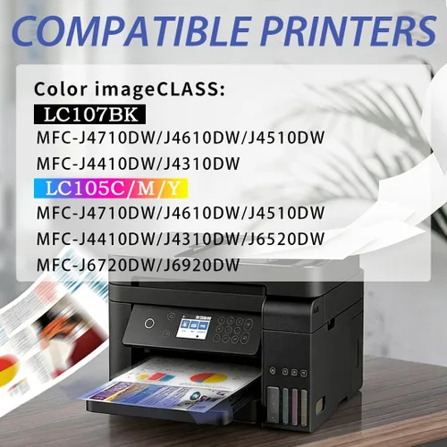 Vista 3 de Cartucho de tinta compatible LC107 LC105 de repuesto para Brother LC107XXL LC105 XXL LC105CL LC107BK para impresora MFC-J4310DW MFC-J4410DW