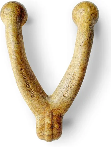Vista 2 de Pet Qwerks Wishbone BarkBone - Juguete masticable de nailon para masticadores agresivos, sabor a mantequilla de maní, 8.25 pulgadas