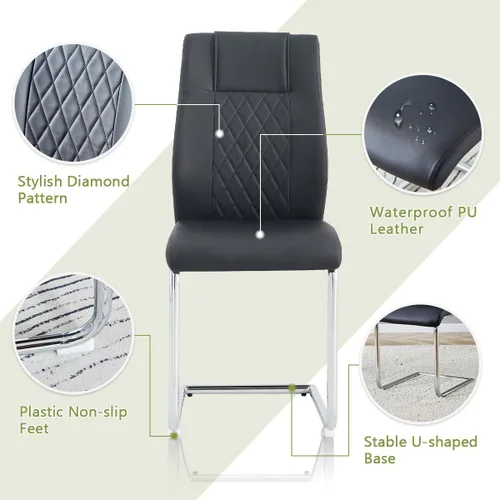 Vista 6 de Juego de mesa de comedor extensible de 63 a 79 pulgadas para 4, juego de mesa de cocina de mármol sintético blanco para 4, juego de mesa de comedor