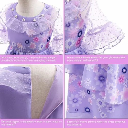 Vista 6 de ToBunm Isabela Costume for Girls Dress Outfit Cosplay Princess Tutu Dress Up for Halloween