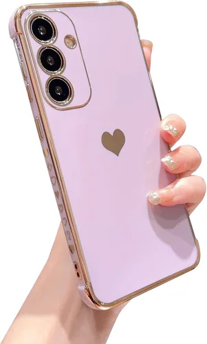 Vista 164 de phylla Funda de teléfono compatible con Samsung Galaxy A12 de 6.5 pulgadas, lindo corazón chapado en oro, elegante funda de lujo para mujer