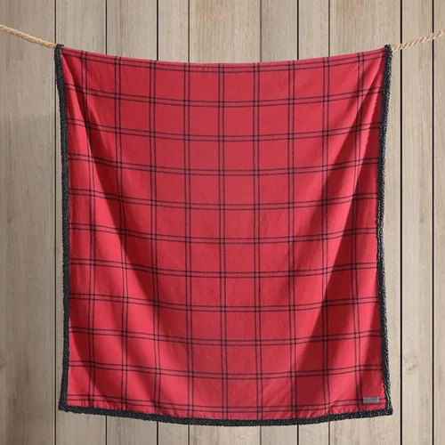 Vista 3 de Eddie Bauer - Manta decorativa de franela de algodón para hogar, ropa de cama reversible de sherpa para todas las estaciones, rojo y negro