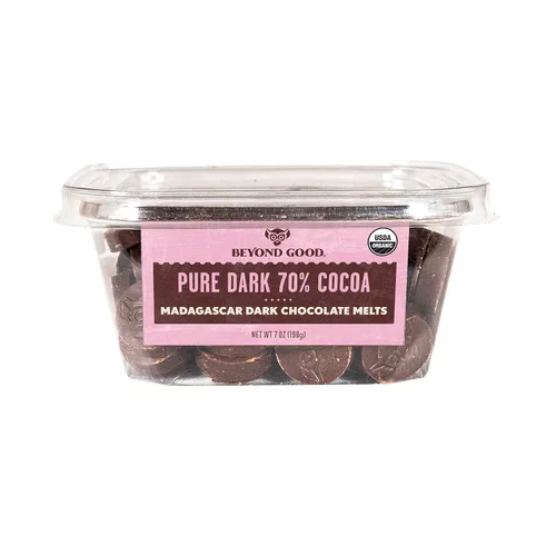 Vista 4 de Beyond Good Chocolate Chocolate Negro Puro 70% para Derretir, Paquete de 7 oz Orgánico USDA, Comercio Directo, Vegano, Kosher, Sin OGM
