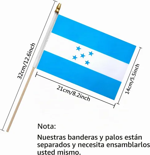 Vista 2 de TSMD Banderas de mano pequeñas hondureñas, 5 x 8 pulgadas, paquete de 12