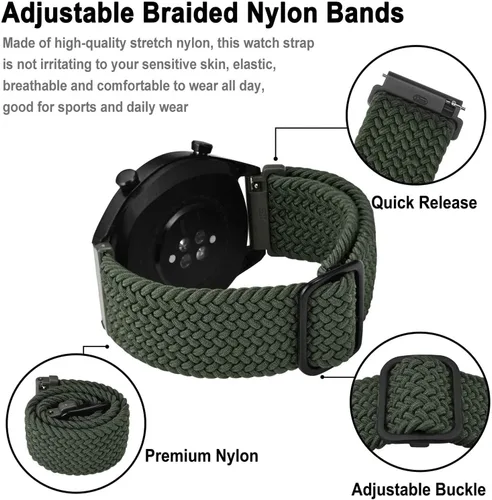Vista 3 de BISONSTRAP Correas de reloj de nailon, correas trenzadas ajustables para hombres y mujeres, 0.630 in, 0.709 in, 0.748 in, 0.787 in, 0.866 in