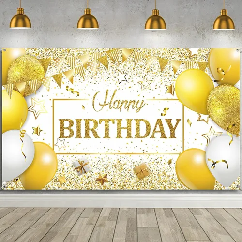 Vista 8 de Tatuo Cartel de fondo de decoración de feliz cumpleaños, cartel de fondo de cumpleaños con purpurina, suministros de fiesta, fondo de fotos
