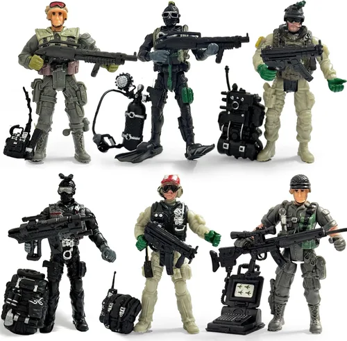 Vista 12 de 12 piezas de figuras de acción de hombres del ejército, juego de juguetes de soldados militares para niños, figura de acción de hombres del ejército