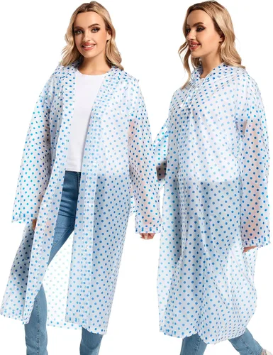 Vista 138 de 2 abrigos de lluvia de Borogo para adultos, chaquetas de lluvia reutilizables para hombres y mujeres