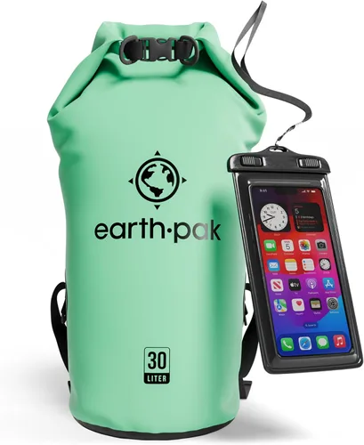 Vista 44 de Earth Pak Bolsa Seca Impermeable - Mochila Impermeable de Cierre Enrollable Superior Mantiene el Equipo Seco para Kayak con Funda Impermeable