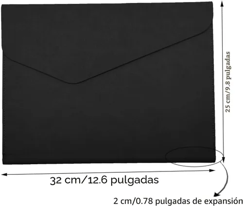 Vista 2 de Carpeta de archivos A4 de cuero PU Portafolio impermeable con cierre magnético invisible, color negro