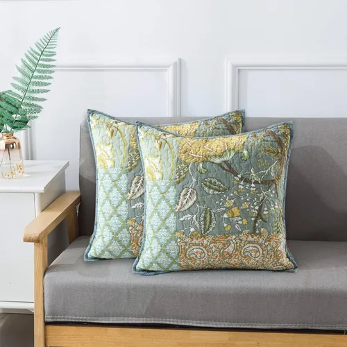 Vista 8 de NEWLAKE Fundas de almohada decorativas de algodón de estilo bohemio clásico azul (2 piezas, 18 x 18 pulgadas)