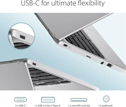 Vista 5 de ASUS - Chromebook CX1, pantalla HD NanoEdge de 11.6 pulgadas, procesador Intel Celeron N3350, 32 GB eMMC, 4GB de RAM, teclado resistente a