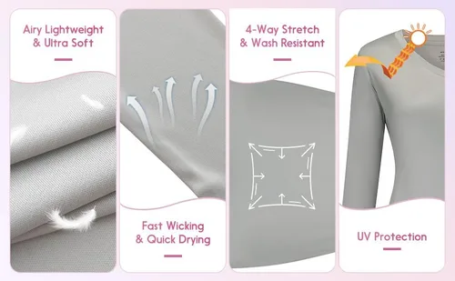 Vista 7 de Camisas atléticas de manga larga con absorción de humedad talles XS-4XL para mujer