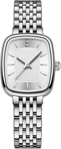 Vista 7 de BESTKANG Reloj rectangular de moda casual para mujer, reloj de pulsera de cuarzo con pulsera de acero inoxidable, resistente al agua.