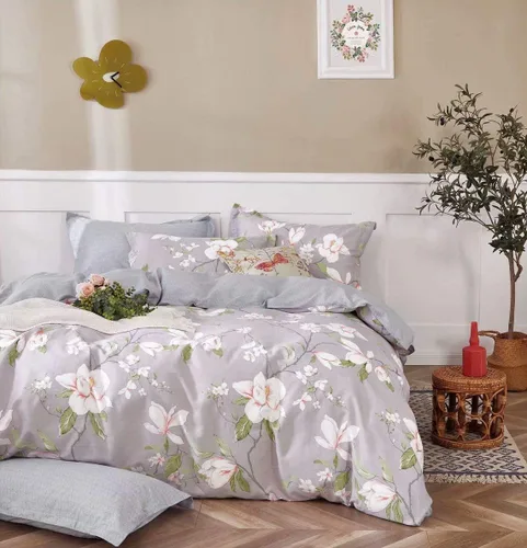 Vista 3 de Swanson Beddings Leafy Vines Floral - Funda de edredón reversible de algodón de 2 piezas y funda de almohada (tamaño individual XL)