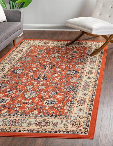 Vista 35 de Unique Loom Sialk Hill Collection - Alfombra de área Washington (6' 1" x 9' Rectángulo Burdeos/Crema)