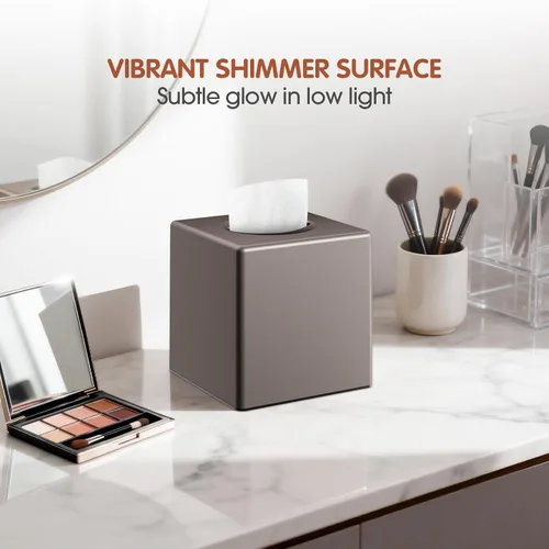 Vista 6 de Y-in Hand Funda para caja de pañuelos, soporte cuadrado para caja de pañuelos faciales, accesorios de almacenamiento para tocador de baño, encimeras