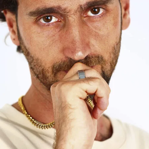Vista 3 de Anillo giratorio de titanio de tungsteno de 0.2360.315 pulgadas para hombre, tamaño medio, sin níquel, anillo de ansiedad para hombres y mujeres