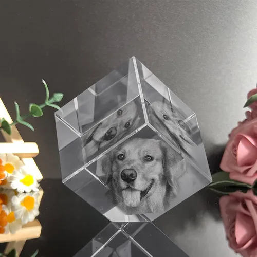 Vista 4 de Foto de cristal 3D, marco de fotos de cristal personalizado, grabado personalizado con tu propia foto, regalo personalizado de Navidad, papá