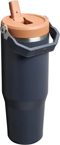 Vista 3 de STANLEY IceFlow 2.0 - Vaso con pajilla abatible con asa, 30 onzas, tapa giratoria y popote abatible, botella de agua resistente a fugas, acero