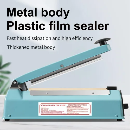 Vista 2 de Cuerpo de metal, sellador térmico por impulso, sellador manual de bolsas, máquina de sellado térmico de 8 pulgadas, máquina selladora de impulsos