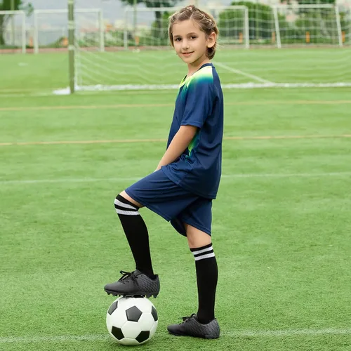 Vista 2 de JABASIC - Tacos de fútbol para exteriores para niños, zapatos de fútbol atléticos y firmes