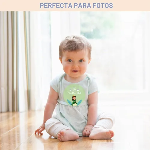 Vista 4 de RubyRoo Baby Calcomanías de hitos – Calcomanías mensuales para niña – Paquete de 28 – Incluye 12 hitos mensuales, 1er año y primeras vacaciones