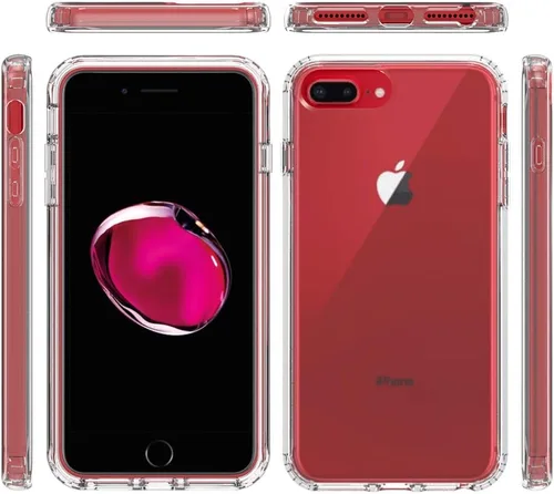 Vista 2 de Funda protectora sólida de cristal resistente de 360° con protector de pantalla compatible con iPhone 7 Plus/8 Plus (5.5 pulgadas), transparente