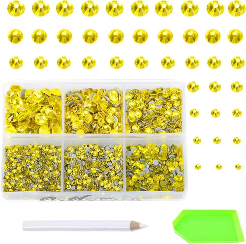 Vista 14 de AD Beads 4500 diamantes de imitación termoadhesivos con parte trasera plana, 6 tamaños (0.079-0.236 in), gemas de cristal redondas con pinzas