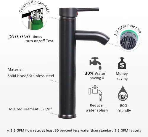 Vista 4 de Tocador de baño de 24 pulgadas con encimera de fregadero, vidrio templado, grifo de 1.5 GPM, bronce aceitado para gabinete y fregadero, incluye