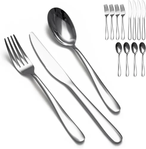 Vista 19 de SANTUO 12-Piece Steak Knife and Fork Set for 6, Stainless Steel Steak Knives with Dinner Forks, Serrated Steak Knife Set, Mirror Polished