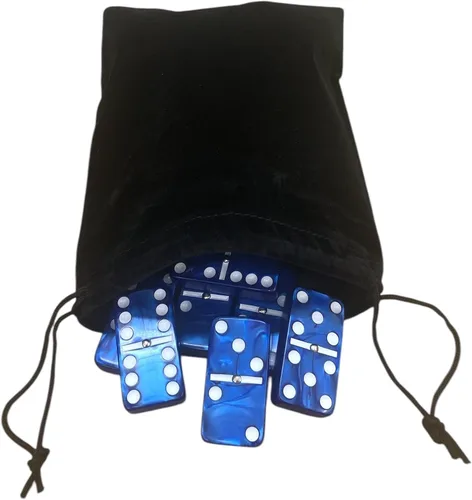 Vista 26 de Marion & Co. Dominó Doble Seis 6 Azulejos Negros Tamaño Jumbo de Torneo Profesional con Giradores en Bolsa Elegante de Terciopelo Negro