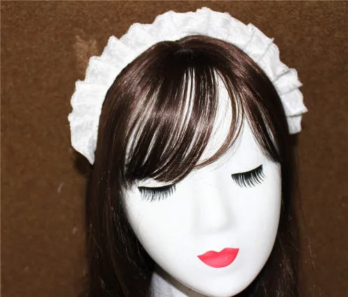 Vista 4 de MAYSONG Diadema gótica para mujer, diseño de criada, color blanco