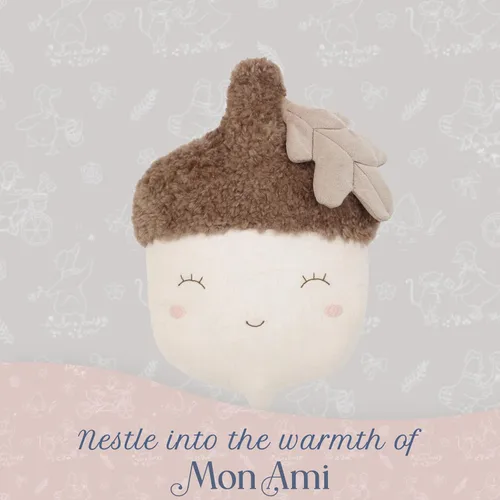 Vista 4 de MON AMI Nutty Acorn - Almohada de felpa de 14 pulgadas para niños y niñas, felpa suave de bellota de bosque, acento decorativo acogedor, regalo