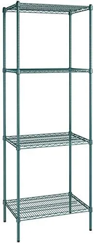 Vista 321 de Kit de 4 estantes de epoxi verde NSF de 21 x 72 pulgadas con postes de 86 pulgadas, estantería de almacenamiento resistente, kit de estantería