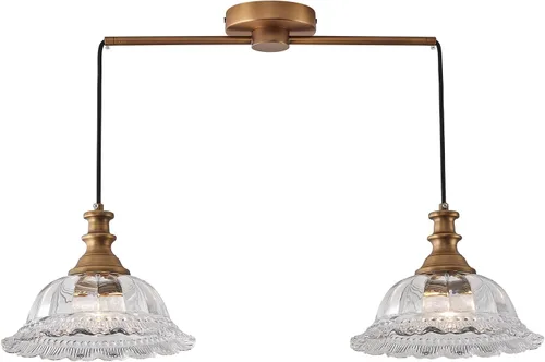 Vista 10 de HDDFL Lámpara colgante vintage moderna de vidrio verde con cable ajustable para isla de cocina, comedor, sala de estar, pasillo Verde y latón