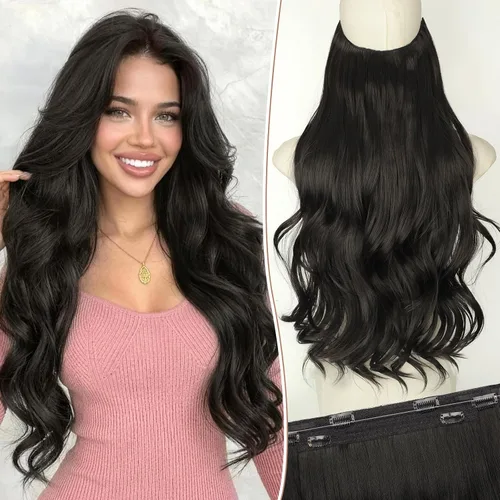 Vista 47 de KooKaStyle Extensiones de Cabello con Alambre Invisible, Largas, Lacias, en Capas, Sintéticas con Alambre Transparente, Tamaño Ajustable, 6 Clips