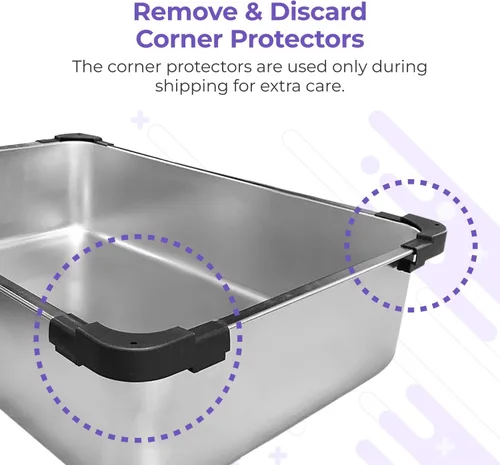 Vista 7 de iPrimio Ultimate - Caja de arena XL de acero inoxidable para gatos, caja de arena XL para gatos grandes, grande, nunca absorbe olores, manchas u