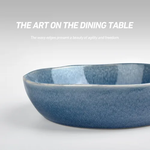 Vista 3 de famiware Aurora - Cuencos para pasta de 8.75 pulgadas, cuencos grandes de 32 onzas para cocina, ensalada, sopa, platos de pasta de gres irregular