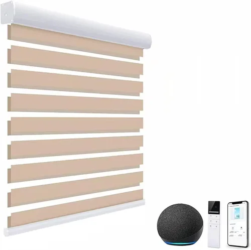 Vista 32 de tipiace Persianas inteligentes de cebra motorizadas con cable duro con Alexa Google Home, tela filtrante de luz de doble capa, persianas Negro