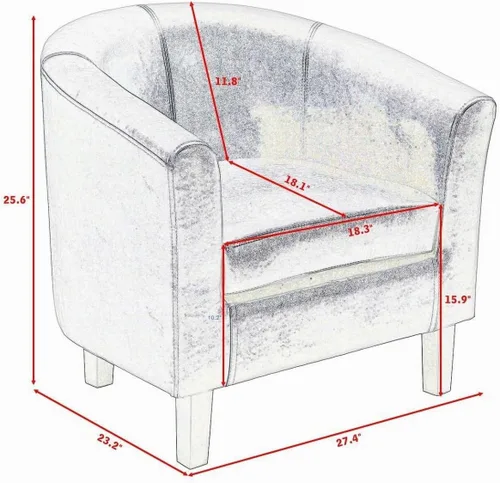 Vista 2 de Silla de brazo de cuero PU sofá individual bañera barril Club asiento muebles con cojín (negro)