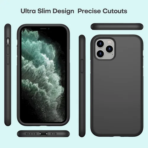 Vista 8 de CellEver Funda de silicona resistente para iPhone 11, protección militar contra caídas, protección elevada de pantalla y cámara, interior sin Negro