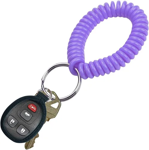 Vista 53 de Lucky Line - Resorte de muñeca en espiral de 2 pulgadas de diámetro con llavero de acero, multicolor, pulsera flexible para muñeca, se estira hasta