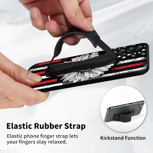 Vista 5 de Funda para Samsung Galaxy A13 5G 2021/Samsung A04s con soporte para el dedo para teléfono, correa de mano elástica, funda de TPU a prueba de golpes