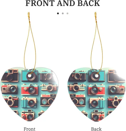 Vista 3 de Retro Cool Camera Collection Print Christmas Ornament 2025, Acrylic Santa Pendant Ornaments for Christmas Tree Decorative Baubles