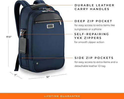 Vista 2 de Briggs & Riley Mochila Work, Azul Marino, Medium Backpack, Mochila mediana Work