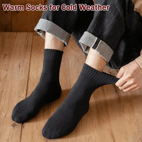 Vista 2 de VoJoPi 5 Pairs Wool Socks Mens Thick Thermal Winter Socks for Men Warm Hiking Socks Super Soft Cozy Boot Socks