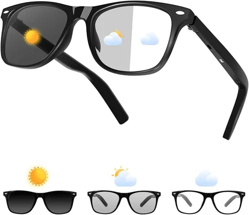 Vista 10 de Lentes inteligentes AI con patillas dobles desmontables (Bluetooth + estándar), chip DeepSeek R1, traducción AI en tiempo real, lentes de cambio